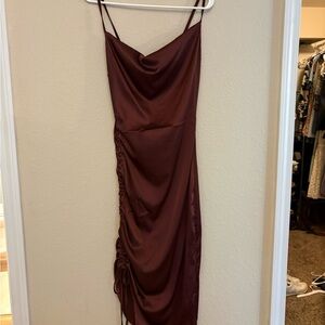 Chic Wine Ruched Mini Dress